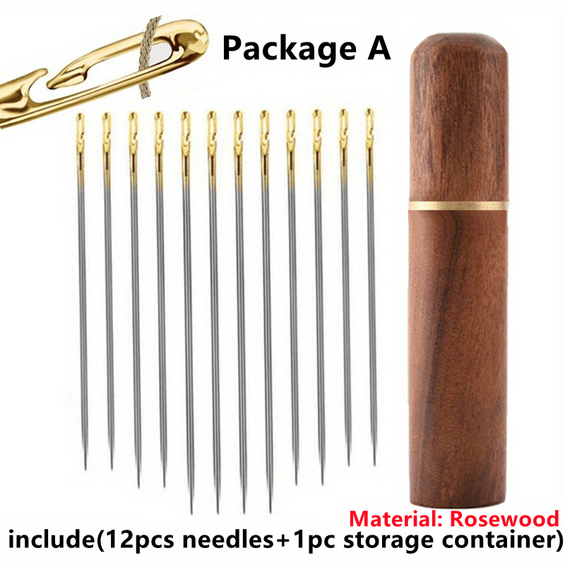 Mayboos 1 PCS Wooden Needle Case with Stitching Needles,Sewing