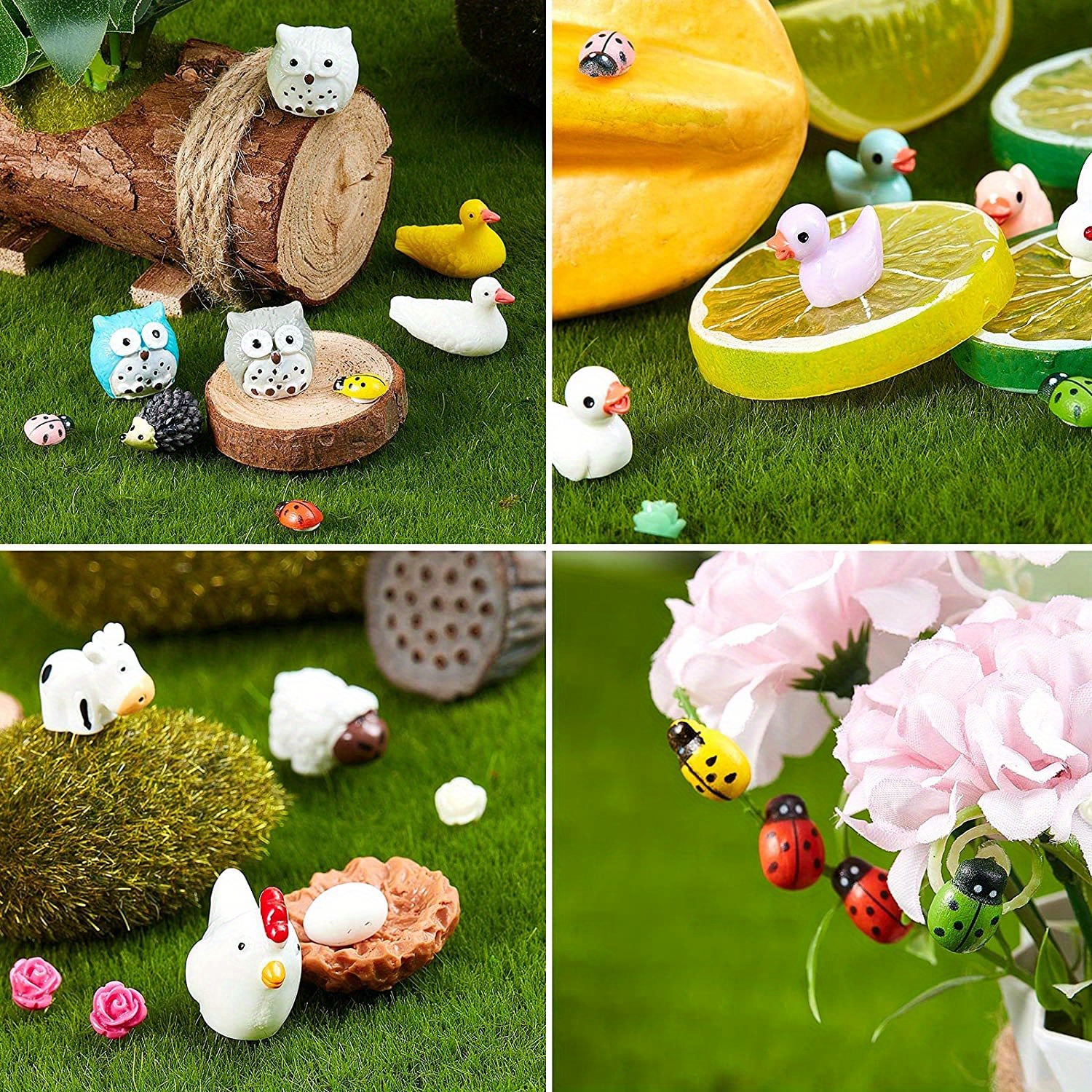 PEGZOS Mini Resin Animals Figures Bulk 24 Pieces Mini Figurine Ducks Slime  Charms Miniatures for Crafts Figurines Tiny Resin Animals