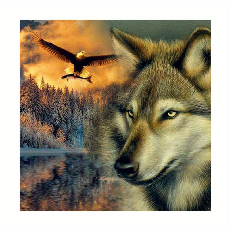 Wolf Dog Diamond Painting Kit 5d Diamond Art Set Painting - Temu