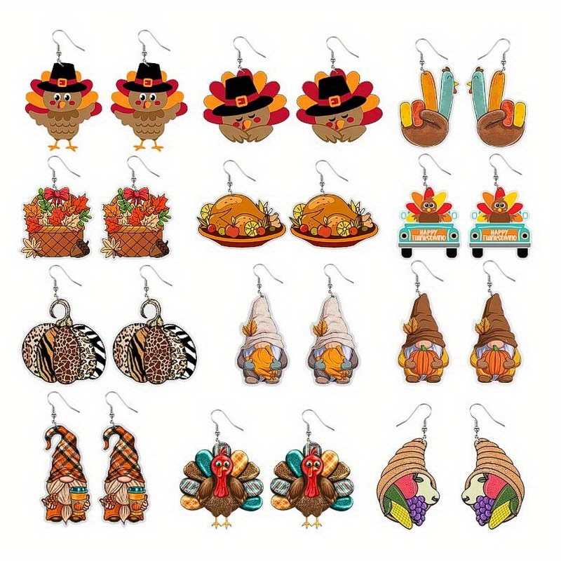 Thanksgiving Day Ear Jewelry Pumpkin Symbol Peace Turkey Temu