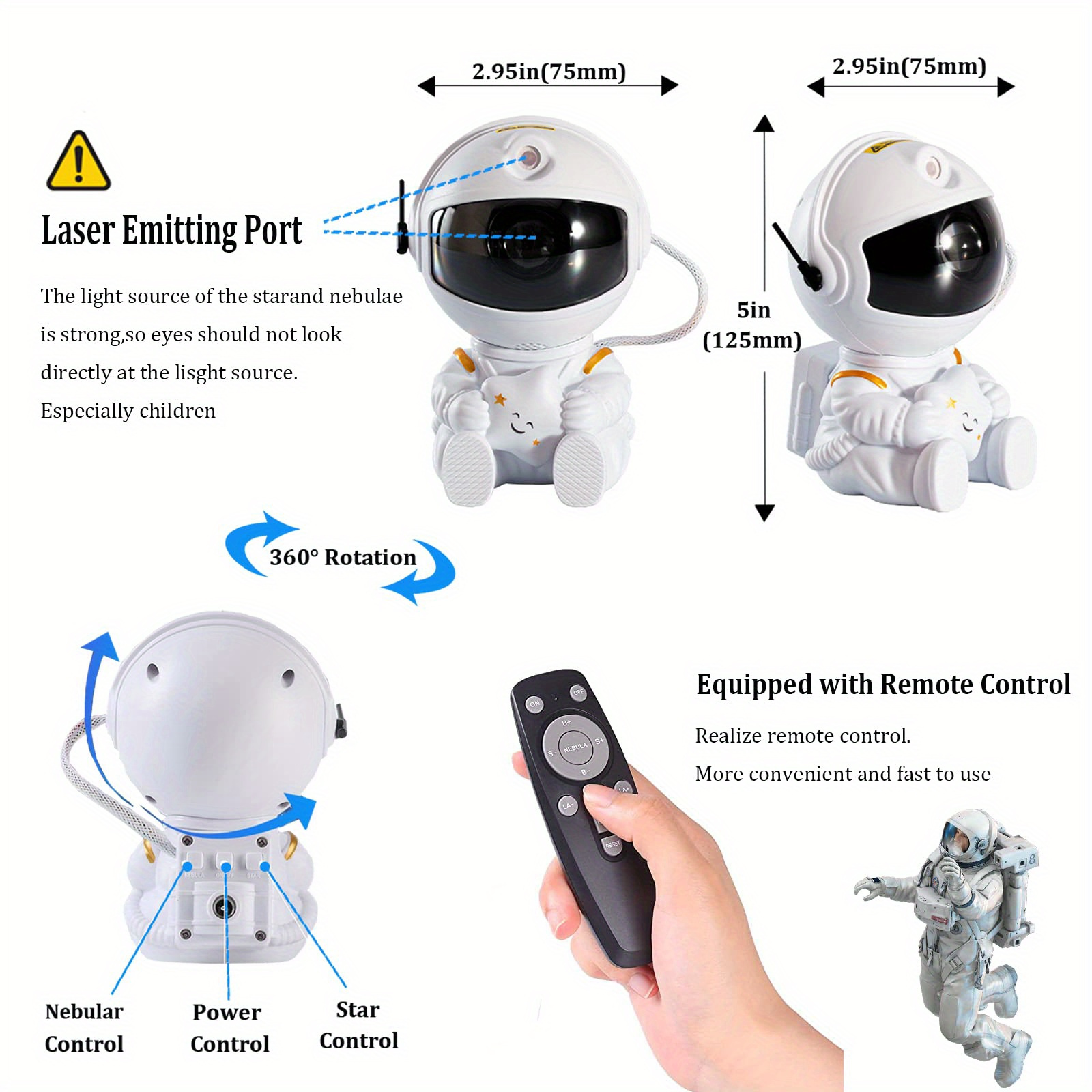  Mooyran Proyector de luz nocturna – Artículos geniales de  Tiktok, proyector de techo espacial de astronauta de galaxia, luces LED  para accesorios de dormitorio, decoración de habitación de niños, lámpara de