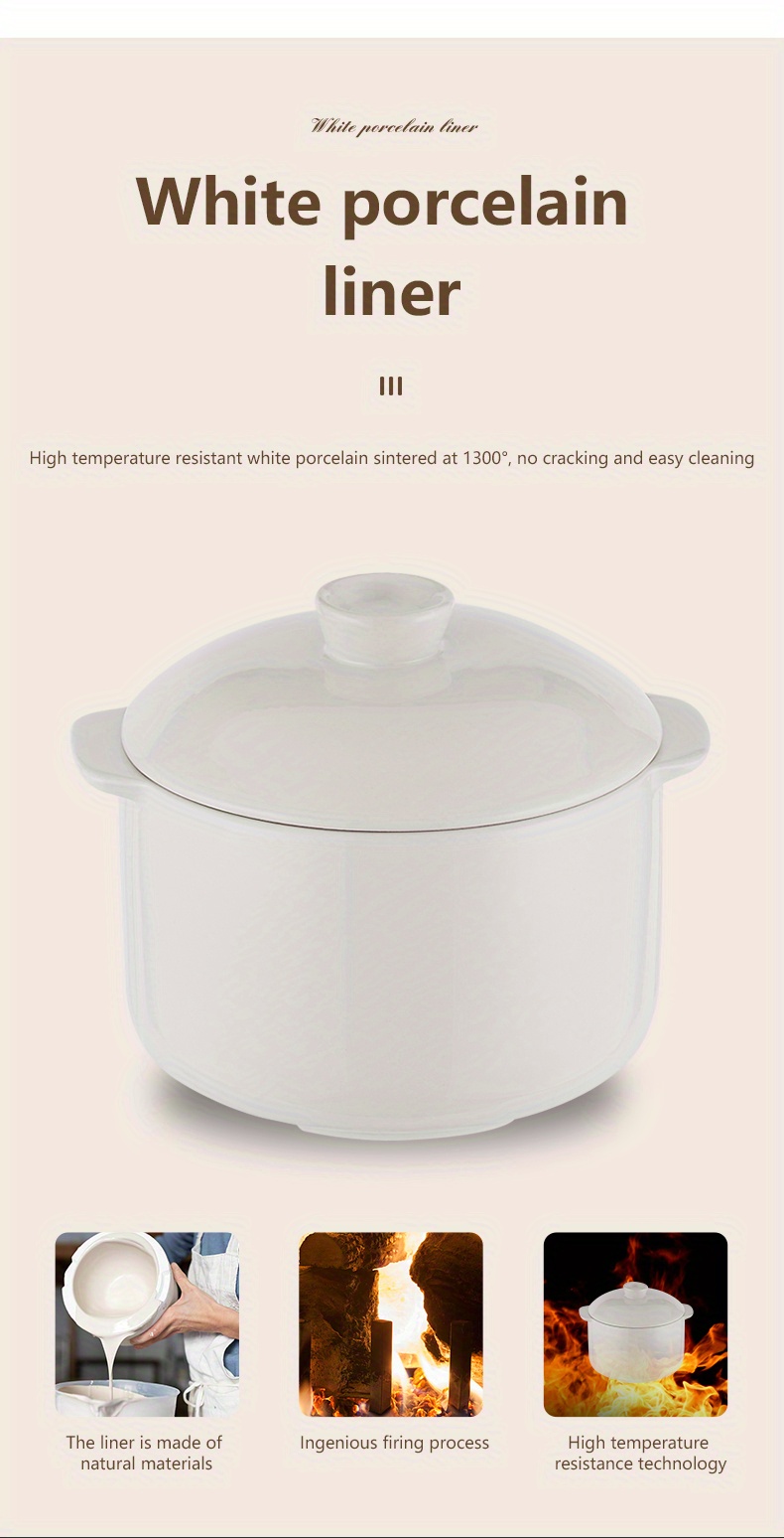 us plug 1l electric cooker household ceramic intelligent reservation porridge cooking birds nest stewing cup waterproof automatic cooking soup pot full automatic soup pot ceramic electric stewing cup details 8