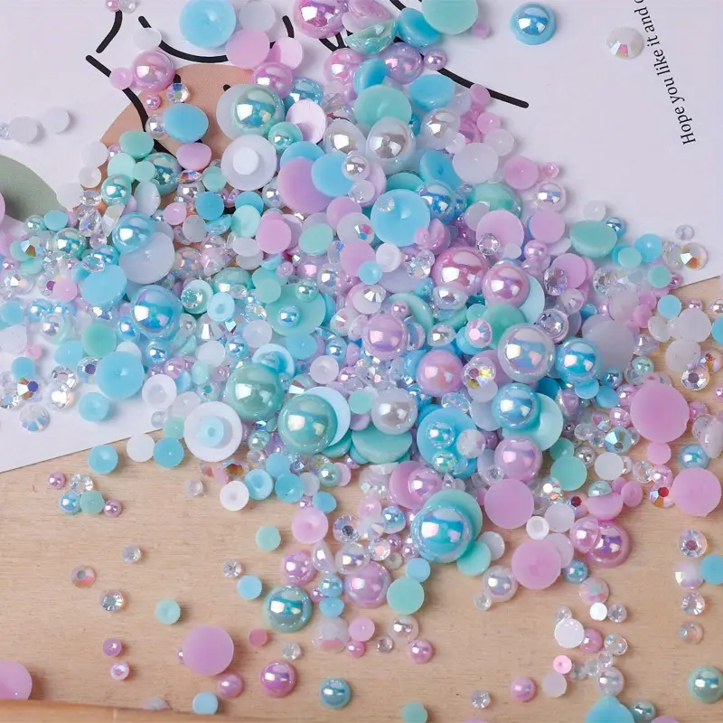Mixed Color Rhinestones Pearl Shape Round Loose Beads Diy - Temu Australia