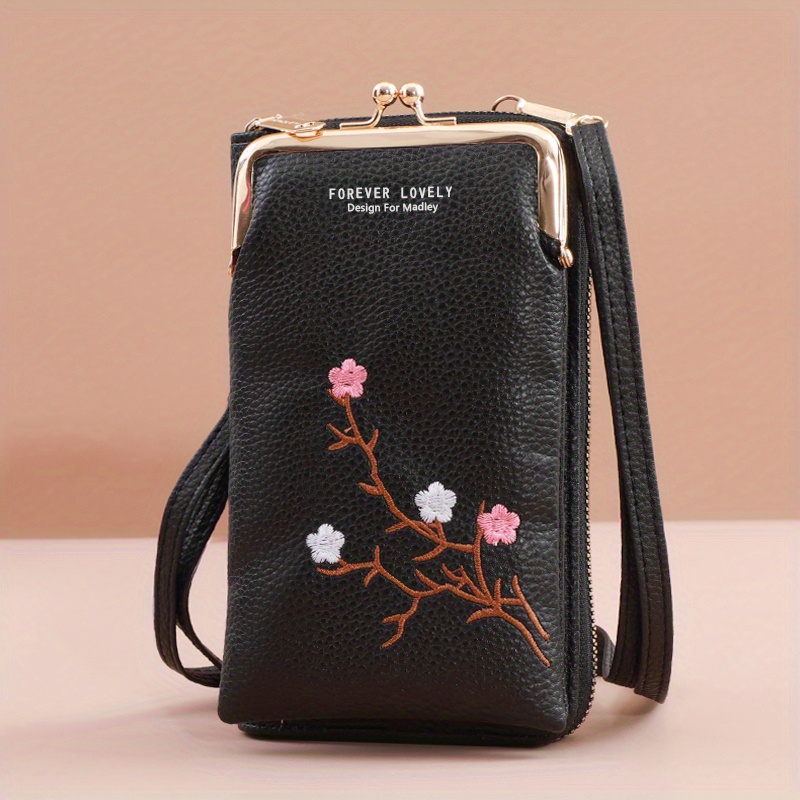 Bolsa Teléfono Celular Bordada Flores Mini Bolso Cruzado - Temu