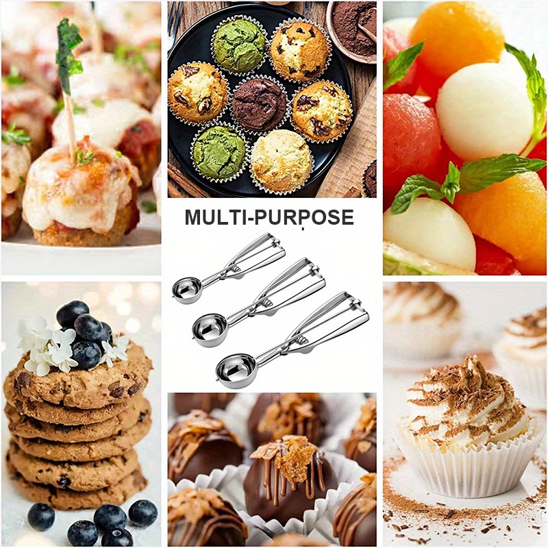 Ice Cream Scoops with Easy Trigger Stainless Steel Cookie Scoops Cookie  Dough Scoope with Trigger Cupcake Scoop Perfect Make for DIY Fruit Er,  Meat, Melon (4CM) : : Home & Kitchen