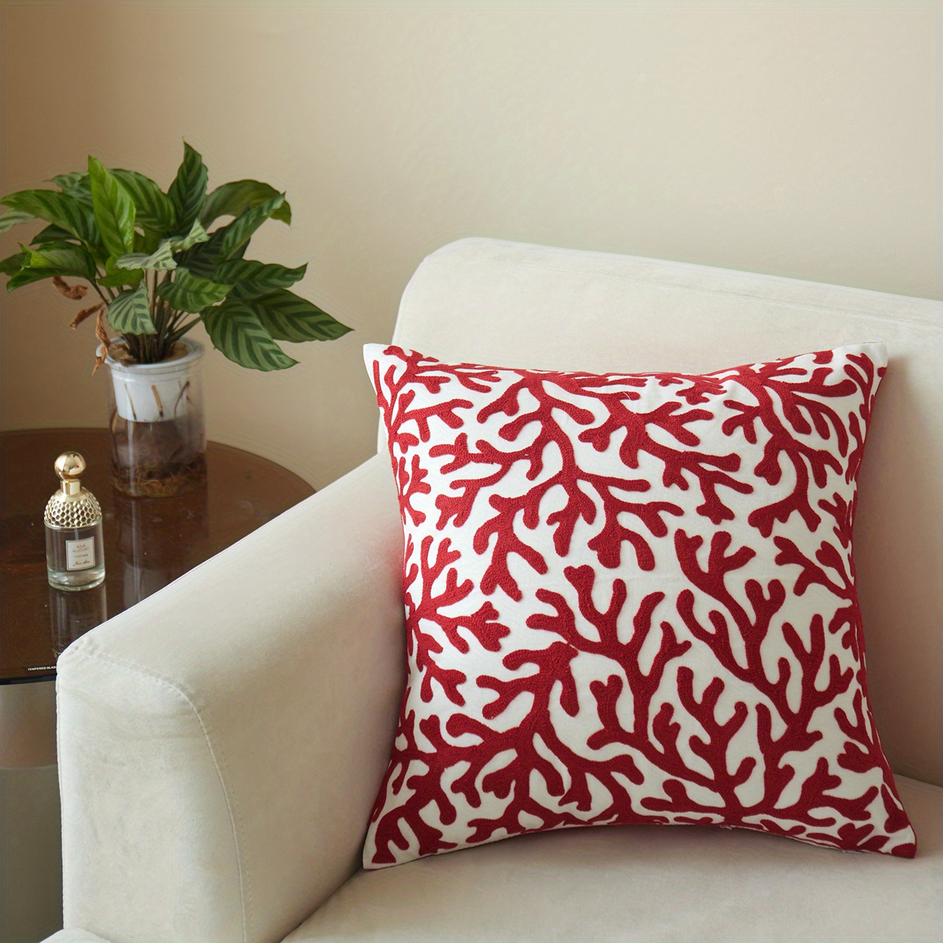 Image of A Seasonal Commuting Ocean-themed Coral Starfish And Shell Embroidered Pillowcase, Suitable For Home Decor Room, Sofa, Or Parties.