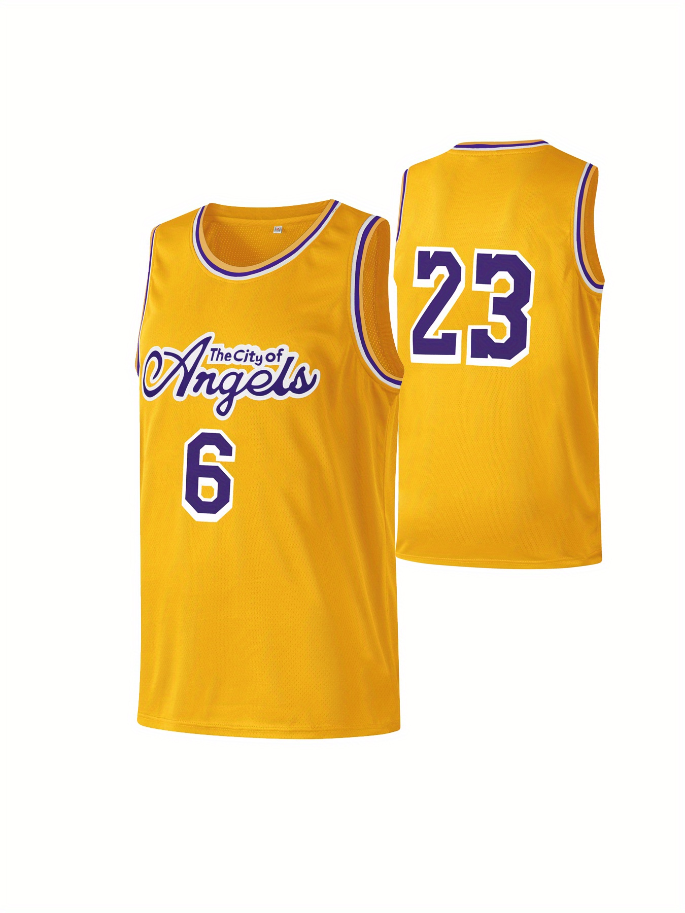 Temu Boy's The City of Angels #6/23 Embroidered Basketball Jersey, Retro Breathable Sports Uniform, Sleeveless Basketball Shirt for Training Competition