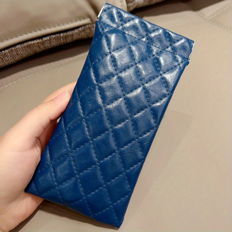 Rhombus PU Leather Glasses Pouch for Sunglasses & Reading Glasses