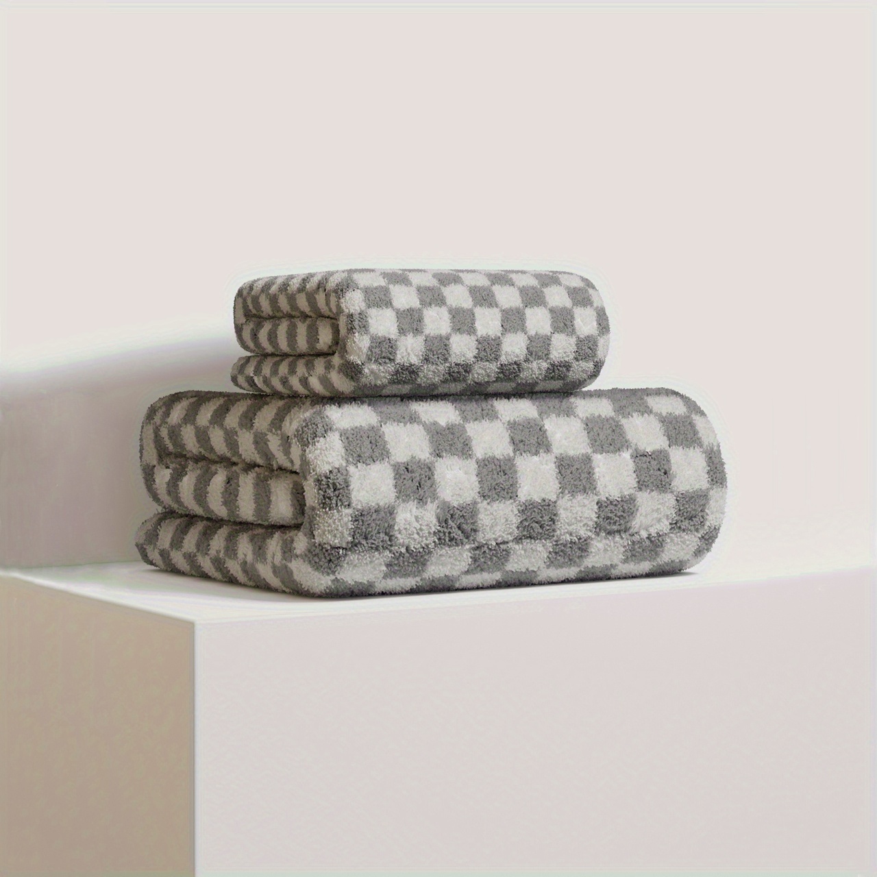 Checkered Pattern Towel Household Thickened Hand Towel Bath - Temu