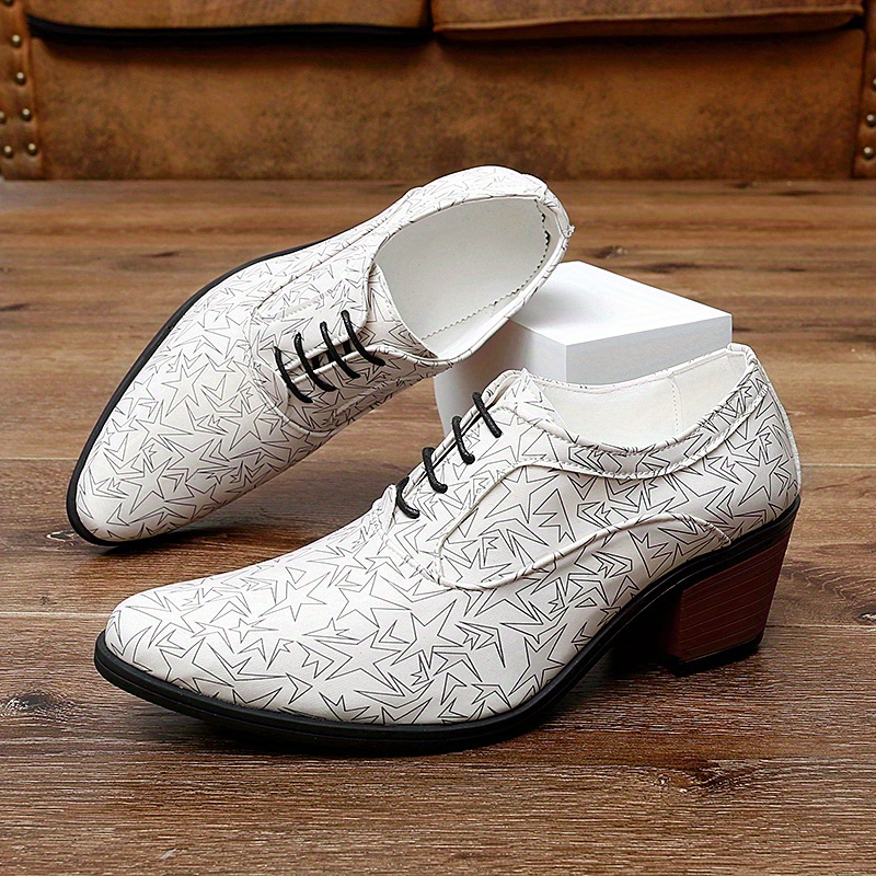 Men's Trendy Star Print Lace-up Smart Casual Shoes, Outdoor Rubber
