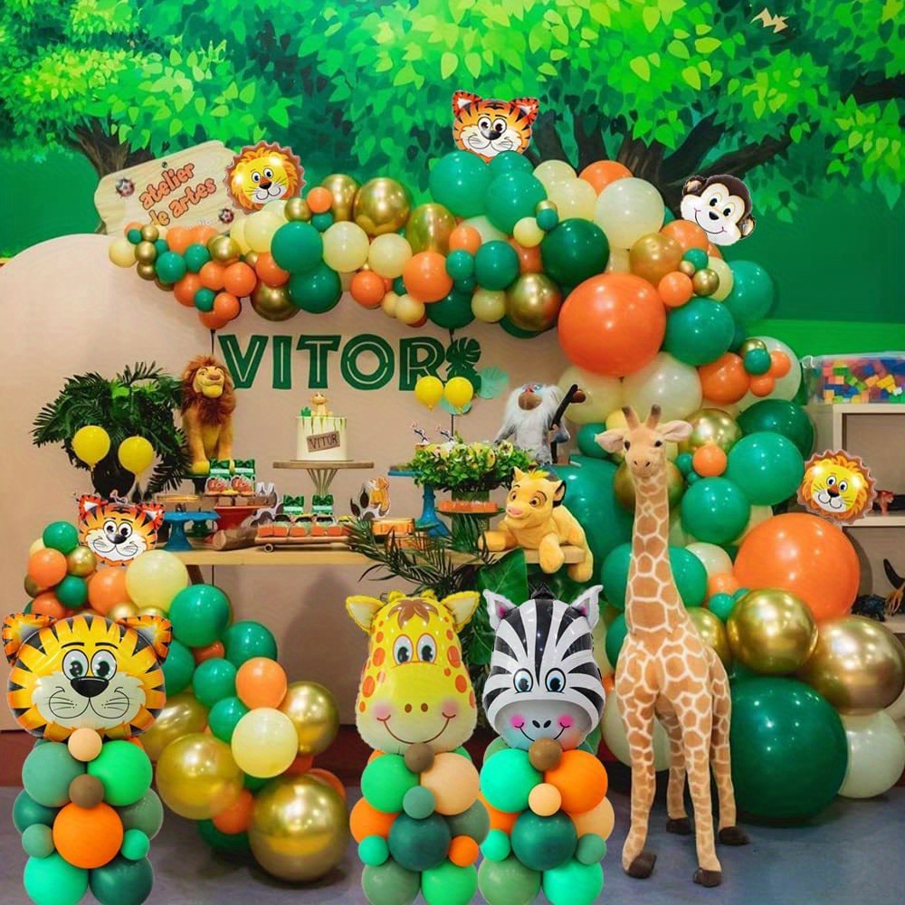Decorazioni per feste a tema giungla, decorazioni per feste animali con  palloncini per animali, decorazioni per feste safari, copertura per tavolo  per feste nella giungla per decorazioni di compleanno