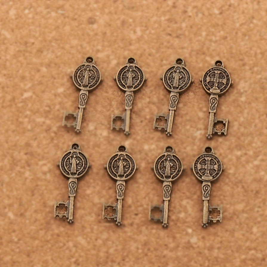 St Benedict Medal 1 1/4 - Antique or Vintage Catholic Medallion, Necklace  Pendant, Bracelet Charm, Sterling Silver or Bronze