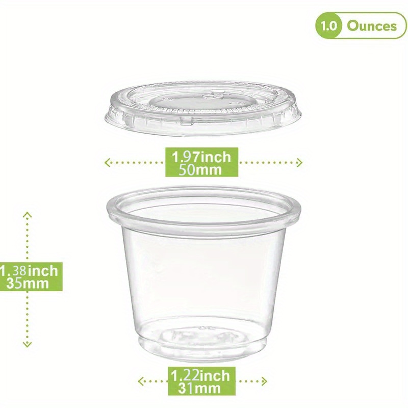 Mini Plastic Souffle Cups with Lids [2 oz - 100 Sets] Jello Shot Cups - 2oz  Cup, Small