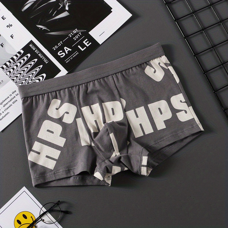 Men's Fashion Letters Print Boxers Briefs Underwear, Thin