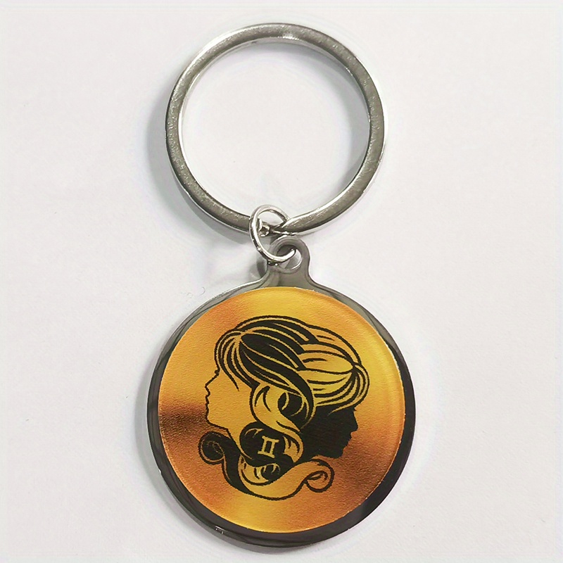 Zodiac Print Stainless Steel Keychain