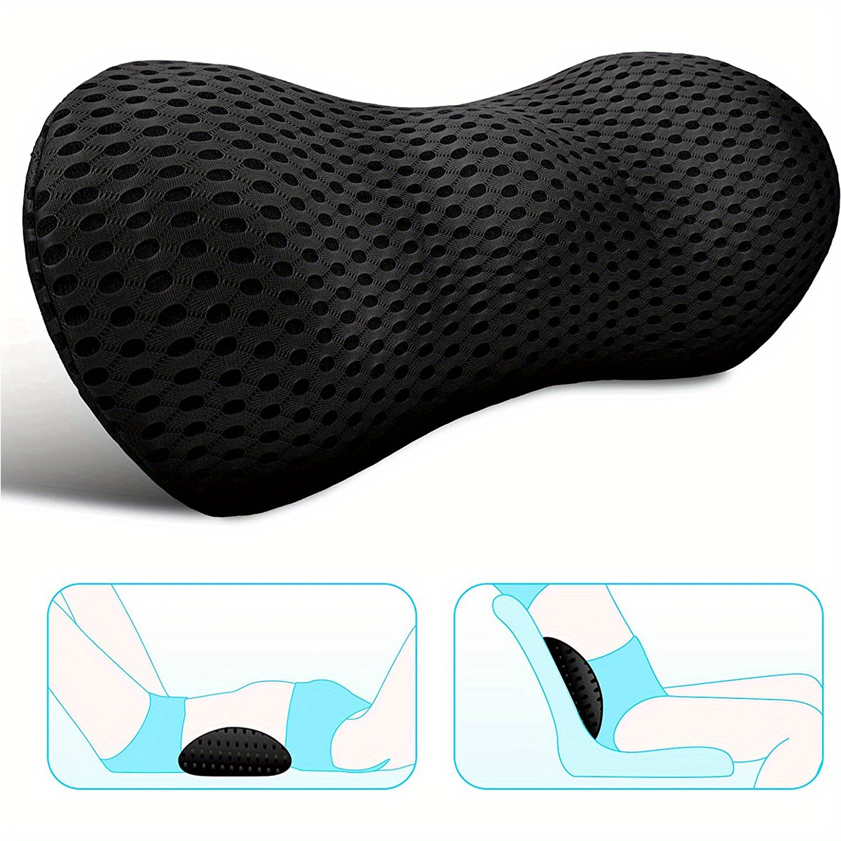 Lumbar Support Pillow - Memory Foam For Low Back Pain Relief, Ergonomic  Streamline Car Seat, Office Chair, Recliner And Bed - Temu