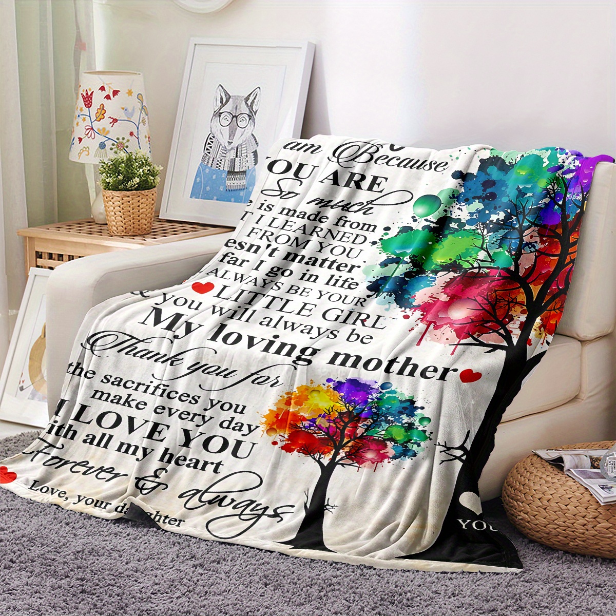 Printed Flannel Blanket Season Mom Daughter - Temu United