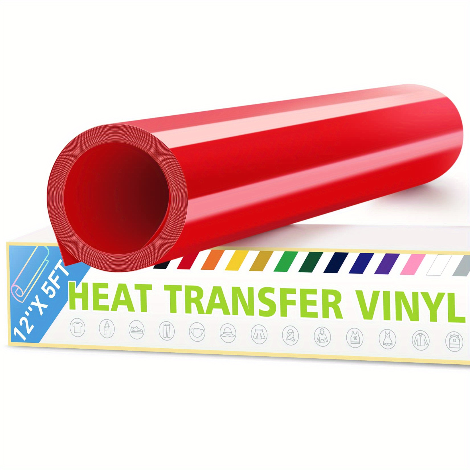 HTVRONT Heat Transfer Vinyl Black White and Red HTV Vinyl Rolls- 12 Rolls  12 x 5FT Black White and Red Iron On Vinyl for Shirts and Craft Projects