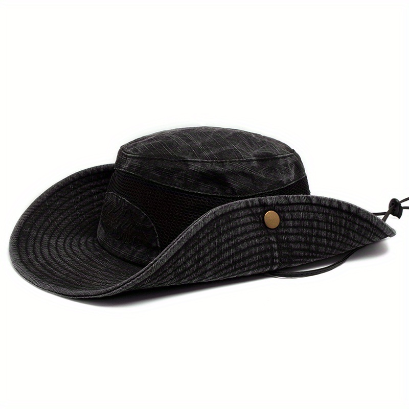 GOOHOCHY Straw Beach Hat Dad Hat Black Bucket Hats for Men Black