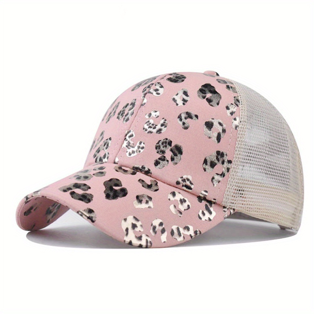 Ponytail Washed Distressed Baseball Camouflage Leopard Print Dad Hats Trend  Adjustable Sports Hat For Women - Temu South Korea