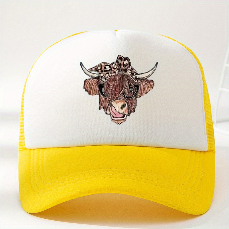 Cow Head Printed Baseball Cap Mesh Trucker Dad Hat Adjustable Sun Hat