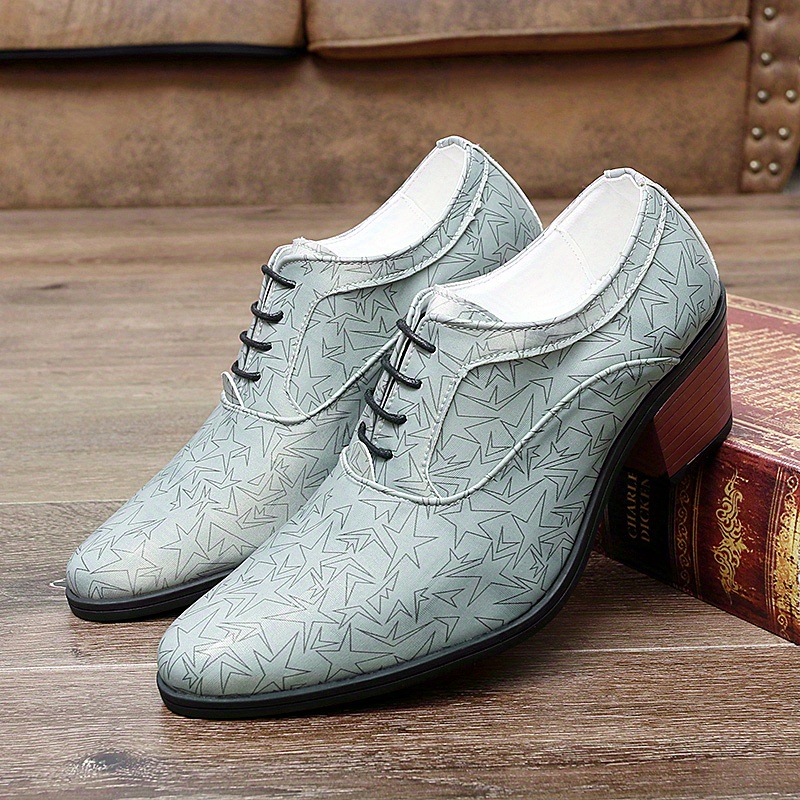 Men's Trendy Star Print Lace-up Smart Casual Shoes, Outdoor Rubber