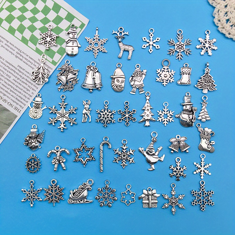 Mixed 43pcs Antique Silver Christmas Charms Pendants For DIY Jewelry Making  Santa Claus Snowman Snowflake Bell Reindeer Pattern Accessories DIY