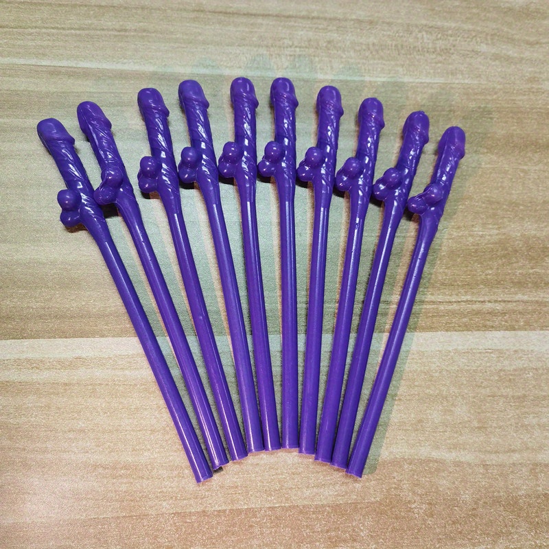 20Pcs Plastic Novelty Bachelorette Party Penis Straws Nude Dick Drink Straw  for Wedding Team Bride Hen Night Bar Decoration