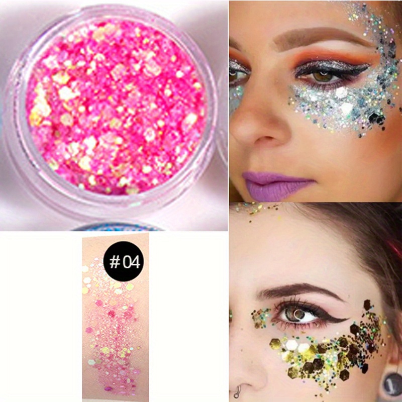 NKOOGHMakeup Pallet Neon Face Glitters Body Gel Sequins Liquid Eyeshadow  Glitter for Face Hair Nails Cosmetic Powder Festival Glitter Makeup 