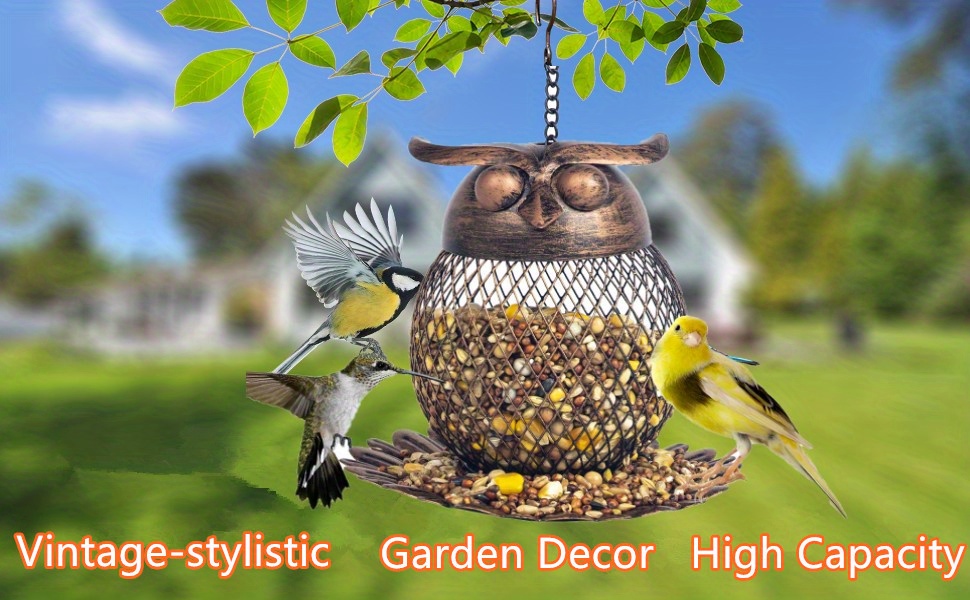 Acheter Mangeoires à colibris suspendues d'extérieur en forme de hibou de  dessin animé, mangeoire pour oiseaux sauvages de grande capacité pour la  décoration de jardin et de cour