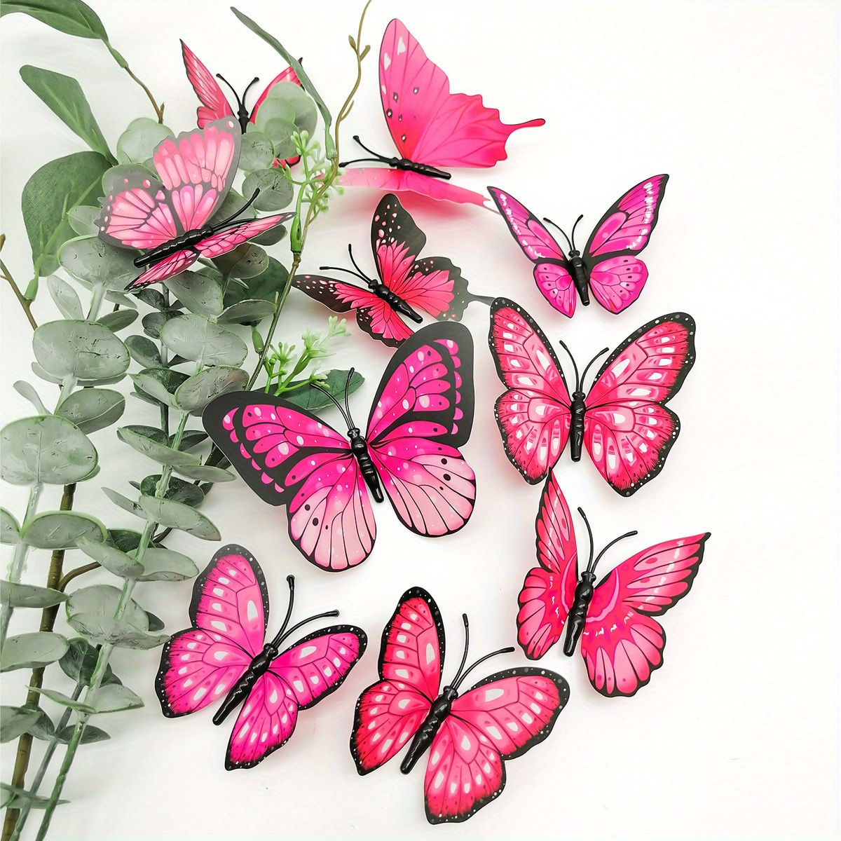 I 36 Piezas 3D Mariposas Decorativas Mariposa Pegatinas de Pared DIY  Calcomanías de Arte Habitación de Bebé Décor Pegatinas decorativas  removibles de papel de pared (rosa roja) JFHHH pequeña