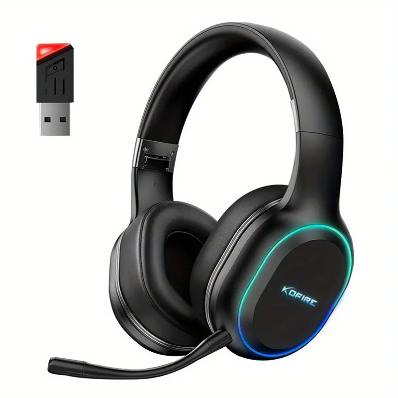 Kofire Ug-05 2.4ghz/ Wireless Gaming Headset For Pc, Laptop, Ps5, Ps4, Switch, Dynamic Eq Ultra-low Latency Bt Gaming Headphone For Cell Phone, 30h Playtime With Detachable Microphone - Temu