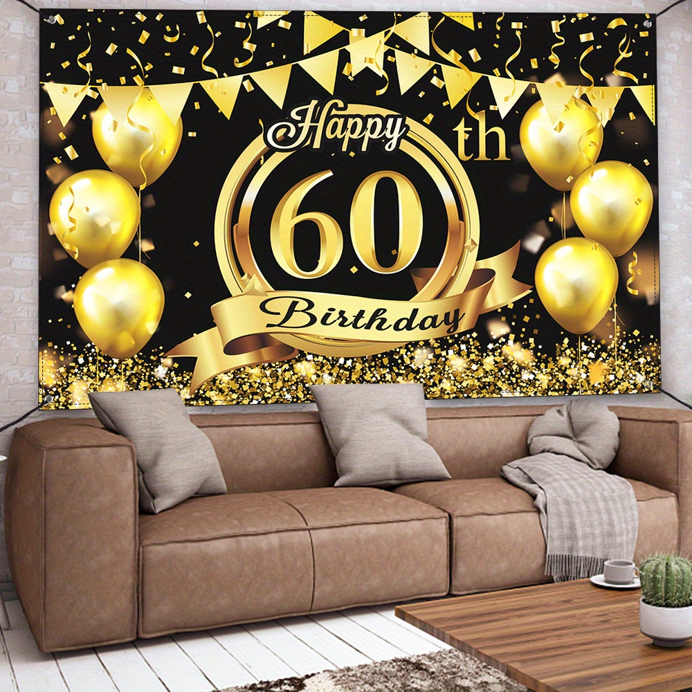 Mehofoto Geburtstags Hintergrund - Gold Schwarz Ballonband Fotokulisse 2,1x1,5m