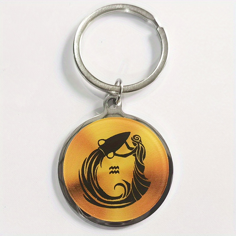 Zodiac Print Stainless Steel Keychain