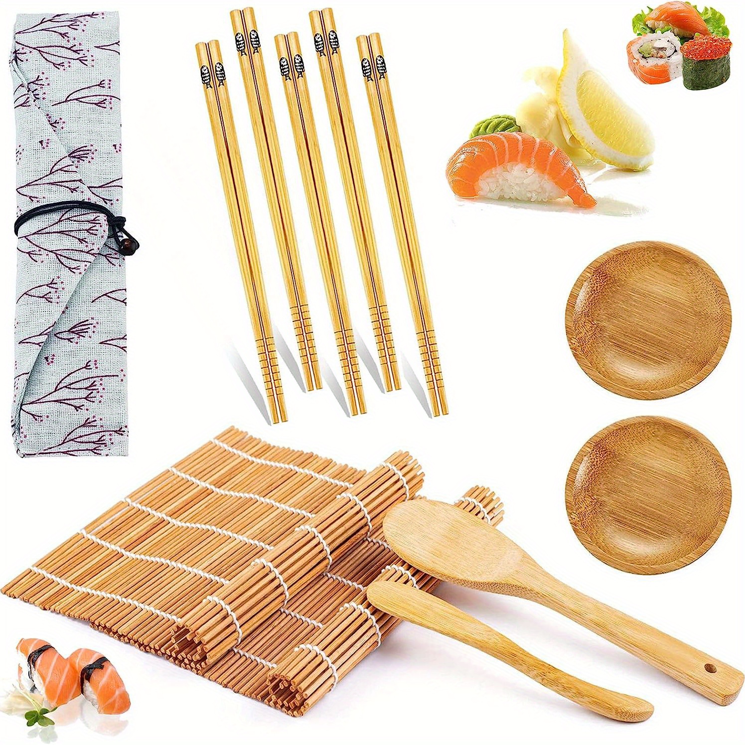 Emperor's Select Sushi Making Kit with Bamboo Rice Paddle and (2) 12 x 12  Bamboo Sushi Mats