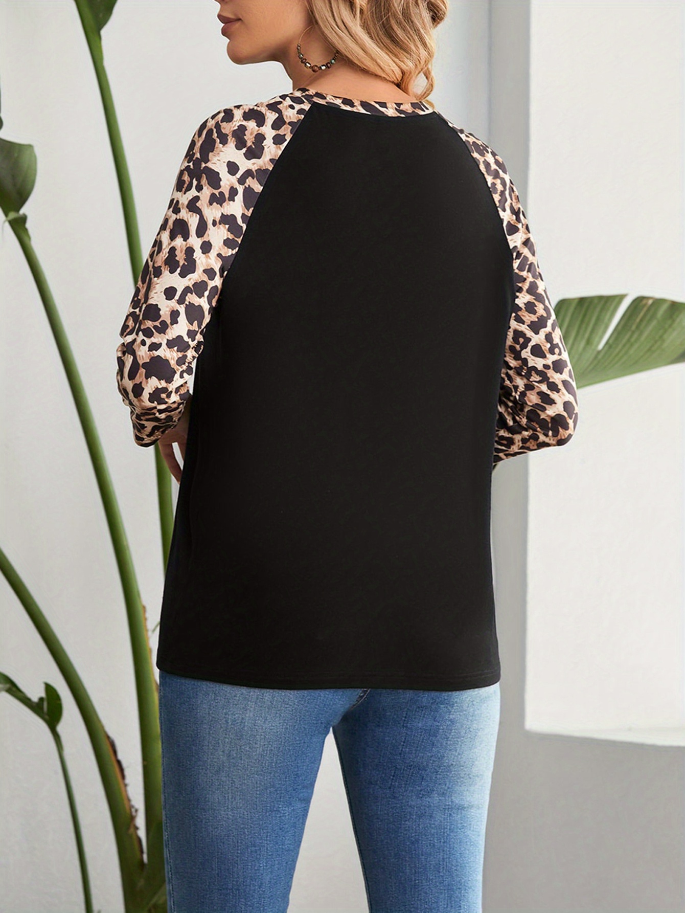 Leopard Panel Raglan Sleeve Tee main image 1