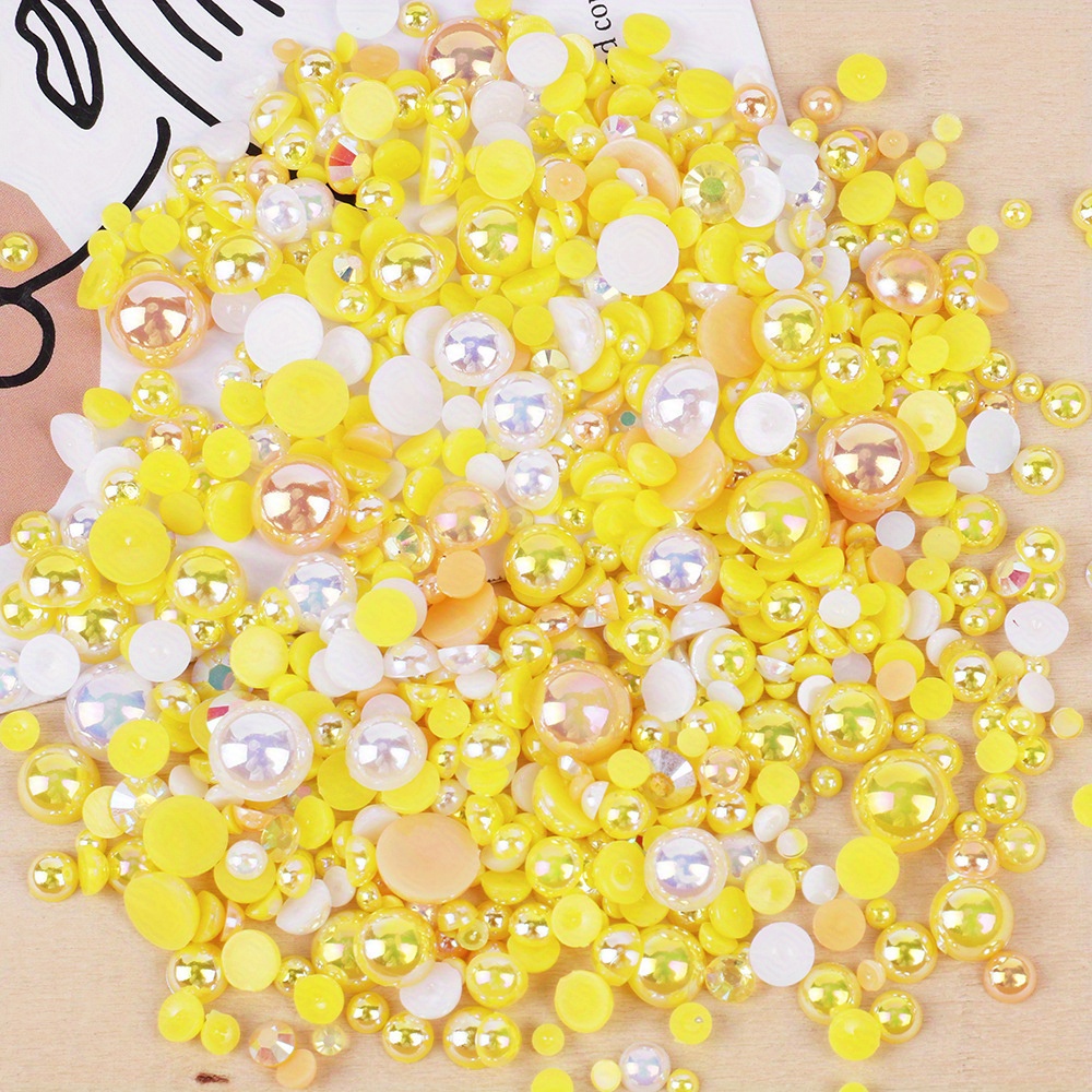 Mixed Color Rhinestones Pearl Shape Round Loose Beads Diy - Temu Australia