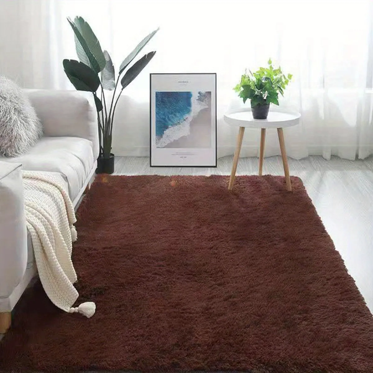 Transform Your Living Room with a Soft & Fluffy Plush Shag Area Rug - Non-Slip & Machine Washable!