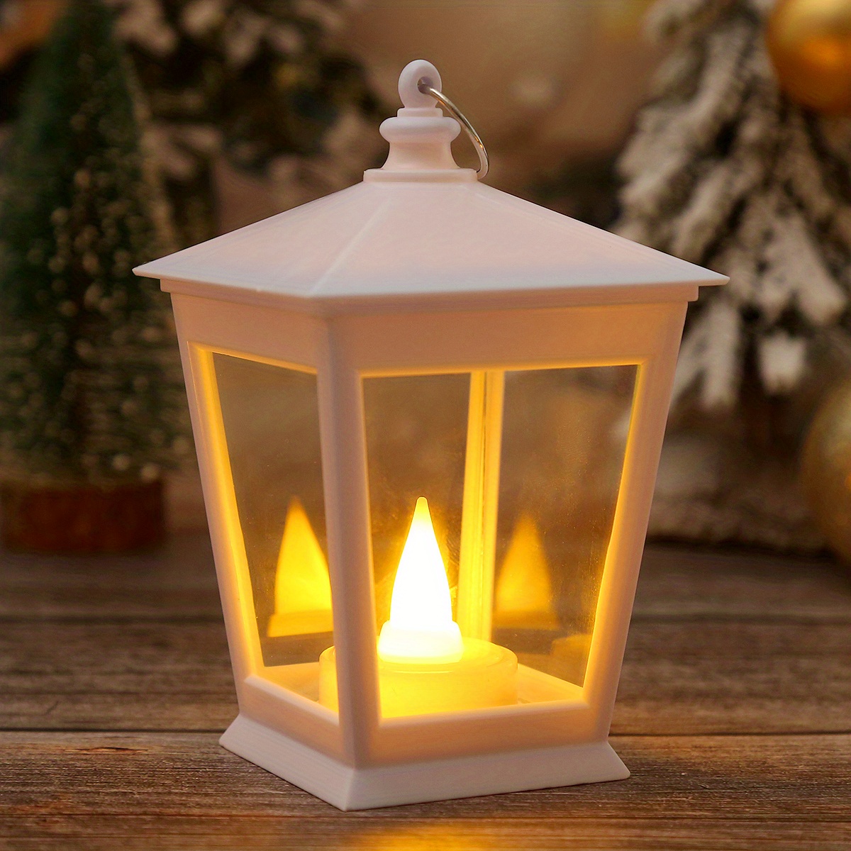Travelwant Halloween Lantern,Mini Lantern Decorative Lights with Flickering  Candles,Vintage Glass Hanging LED Small Candle Lanterns Gifts for