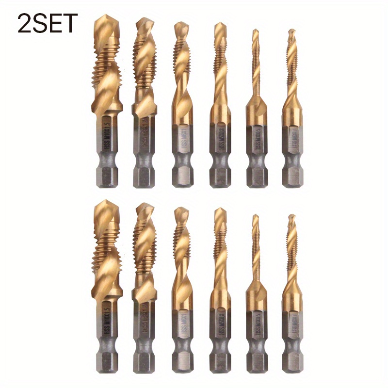 6pcs Foret Taraudeur Métrique À Filetage De Vis HSS À Tige Hexagonale  Plaquée Titane Machine À Visser Composée D'outils À Main M3 M4 M5 M6 M8 M10