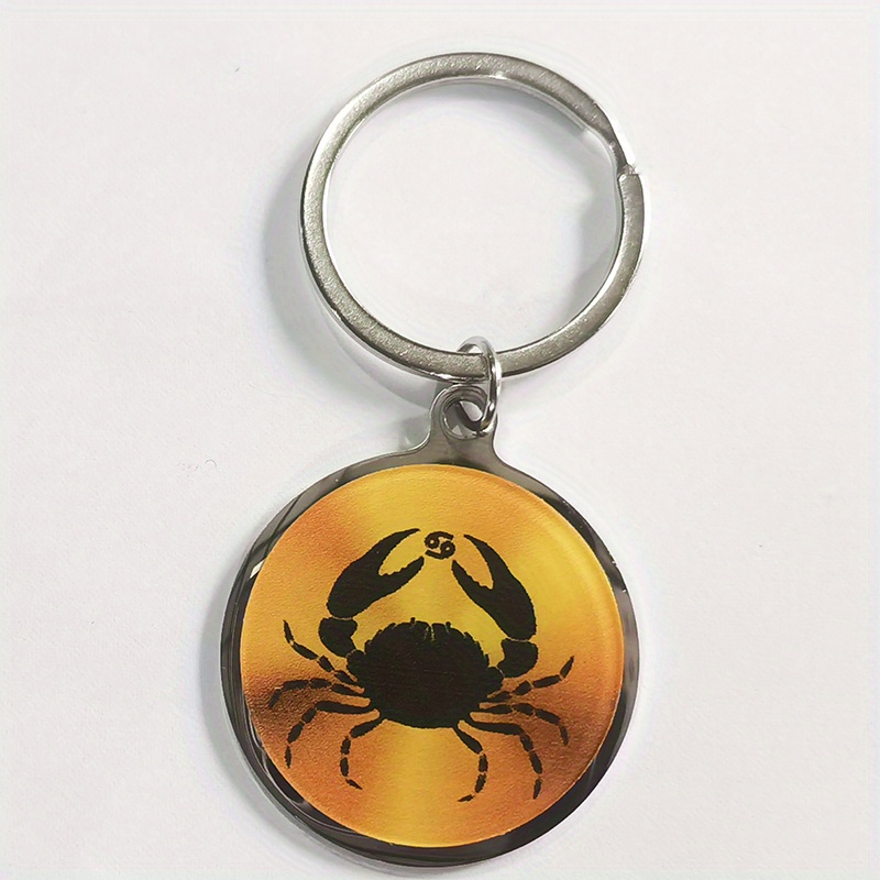 Zodiac Print Stainless Steel Keychain