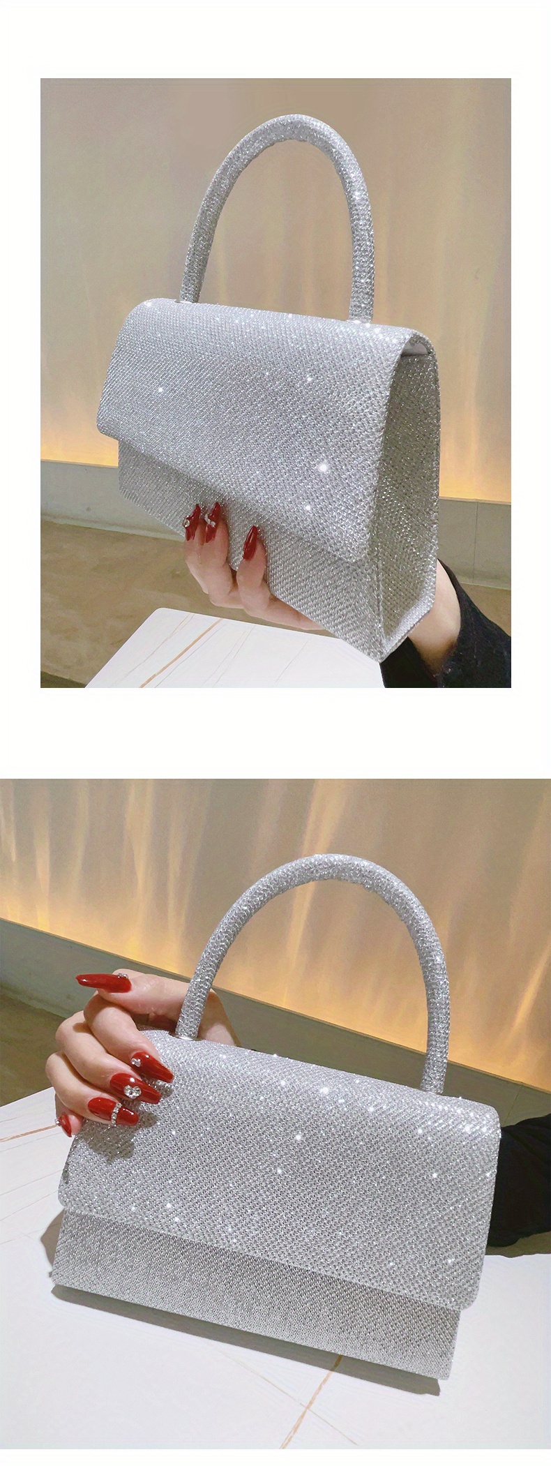 Glitter Rhinestone Evening Box Bag, Trendy Ruched Handle Cylinder Purse,  Mini Handbags For Party Wedding Prom - Temu