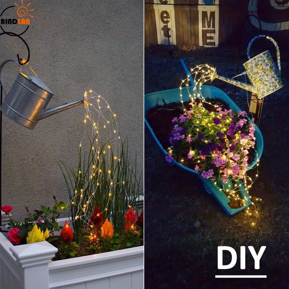 1 pack solar fairy string lights outdoor with 8 modes multi strand 200 leds watering can light waterproof solar powered waterfall lights warm white firefly bunch lights details 3