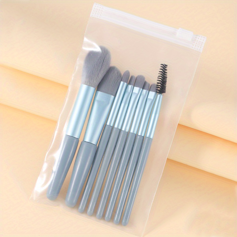 Portable Mini Makeup Brush Set With Storage Bag Soft Hair - Temu