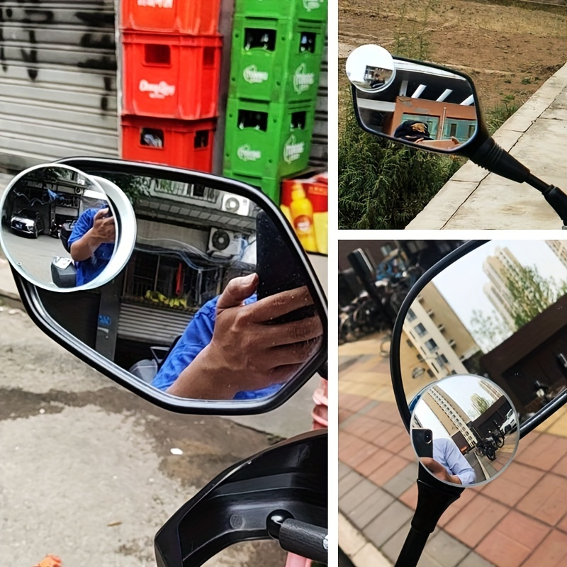 Motorcycle Rearview Mirror Wide-angle Hd Blind Spot Mirror Car Pedal  Electric Bottle General Modified Adjustable Glass Small Round Mirror