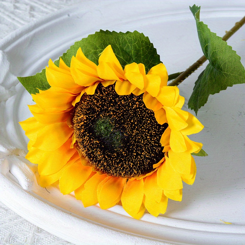 QHLOM Fiore Finto Bouquet Artificiali realistiche dei Fiori del Girasole,  Decorazione della tavola del Girasole del Gambo Lungo, Girasole Falso for  la