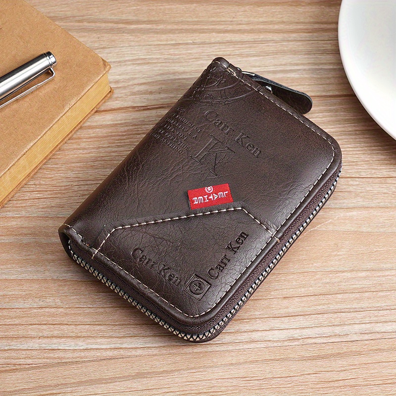 Men Brown Print Genuine Leather Wallet