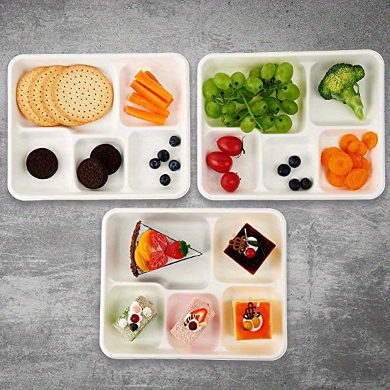 Paper Plate 5-compartment Bagasse School Lunch Tray, Heavy Duty Quality  Disposable Tray, Made Of Sugar Cane Fibers - Temu