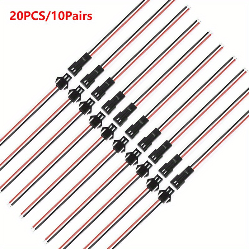Image of 20pcs/10pairs Long Sm Connector Terminal Wire Plug Male To Female Splice Wire Connectors Red And Black Wire Led Downlight Ceiling Lamp