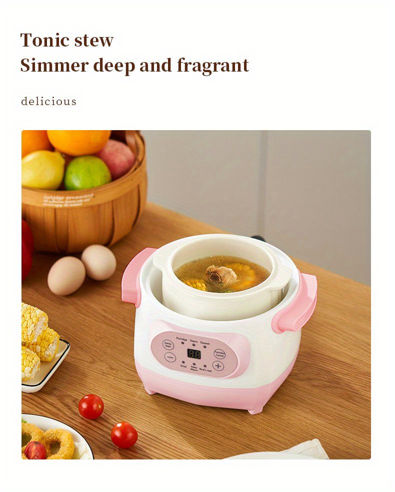 us plug 1l electric cooker household ceramic intelligent reservation porridge cooking birds nest stewing cup waterproof automatic cooking soup pot full automatic soup pot ceramic electric stewing cup details 11